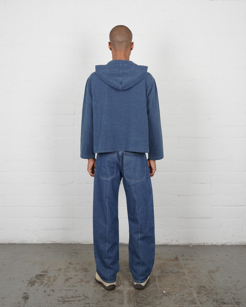 Indigo Check Big Pocket Hoodie - Hand - Me - Downs - Olderbrother