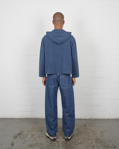Indigo Check Big Pocket Hoodie - Hand - Me - Downs - Olderbrother