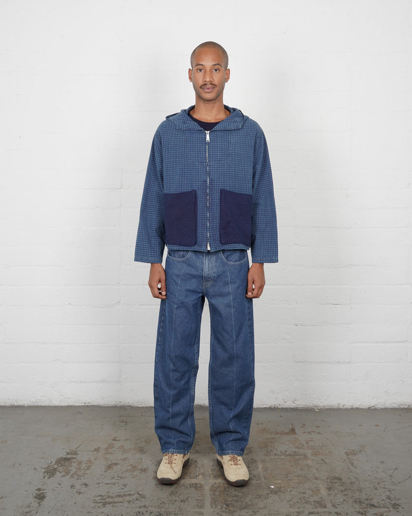 Indigo Check Big Pocket Hoodie - Hand - Me - Downs - Olderbrother