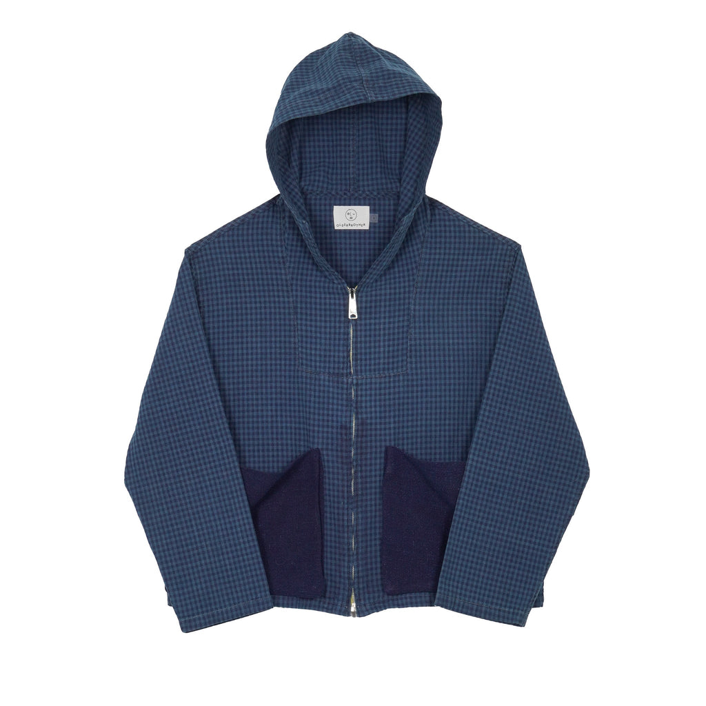 Indigo Check Big Pocket Hoodie - Hand - Me - Downs - Olderbrother