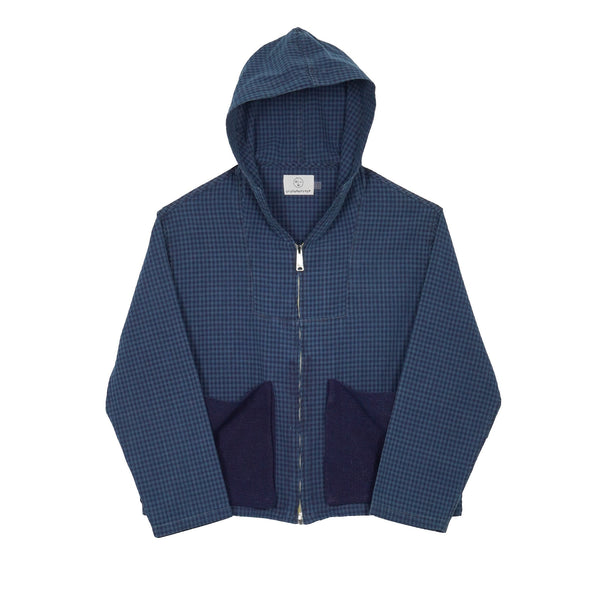 Indigo Check Big Pocket Hoodie - Hand - Me - Downs - Olderbrother