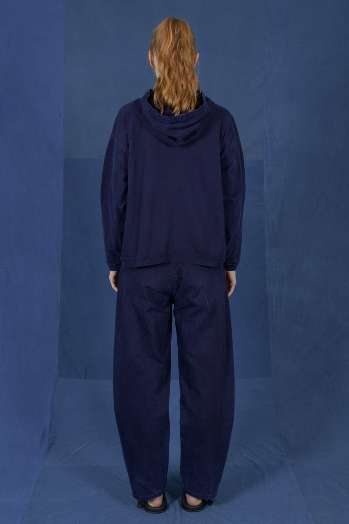LM x OB Check Circle Zip Up Hoodie 2024 - Indigo – Olderbrother