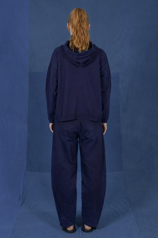 LM x OB Check Circle Zip Up Hoodie 2024 - Indigo - Olderbrother