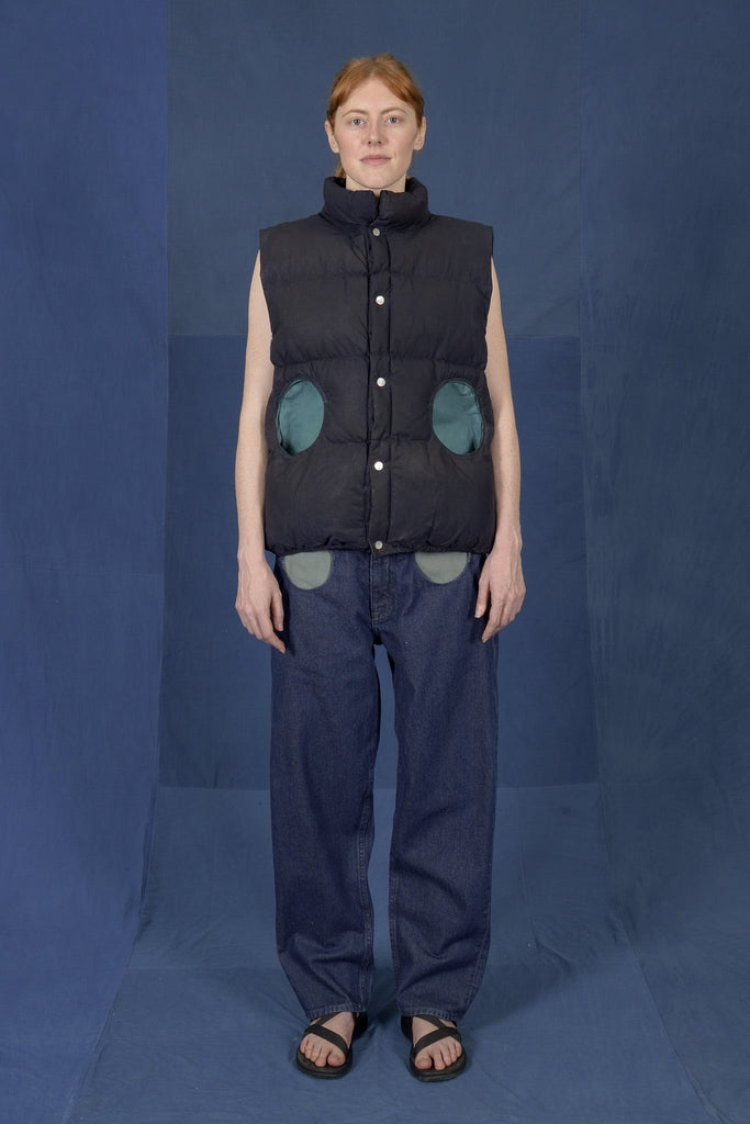 LM x OB Circle Pocket Puff Vest - Indigo - Olderbrother