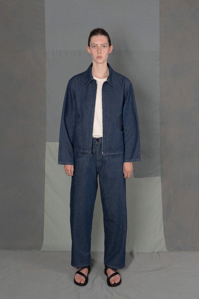 LM x OB Circle Pocket Zip Jacket - Denim - Olderbrother