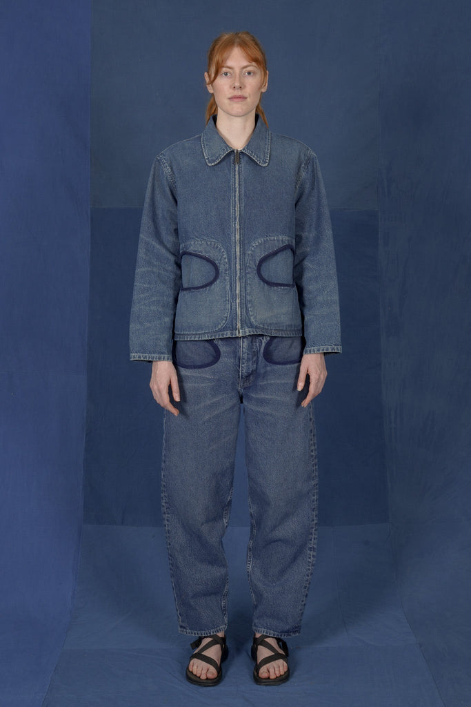 LM x OB Stone Pocket Zip Jacket - Stonewash Denim - Olderbrother