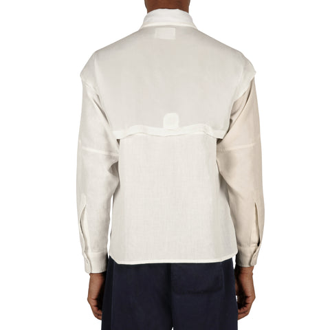Linen/Silk Panel Fishing Shirt - Natural