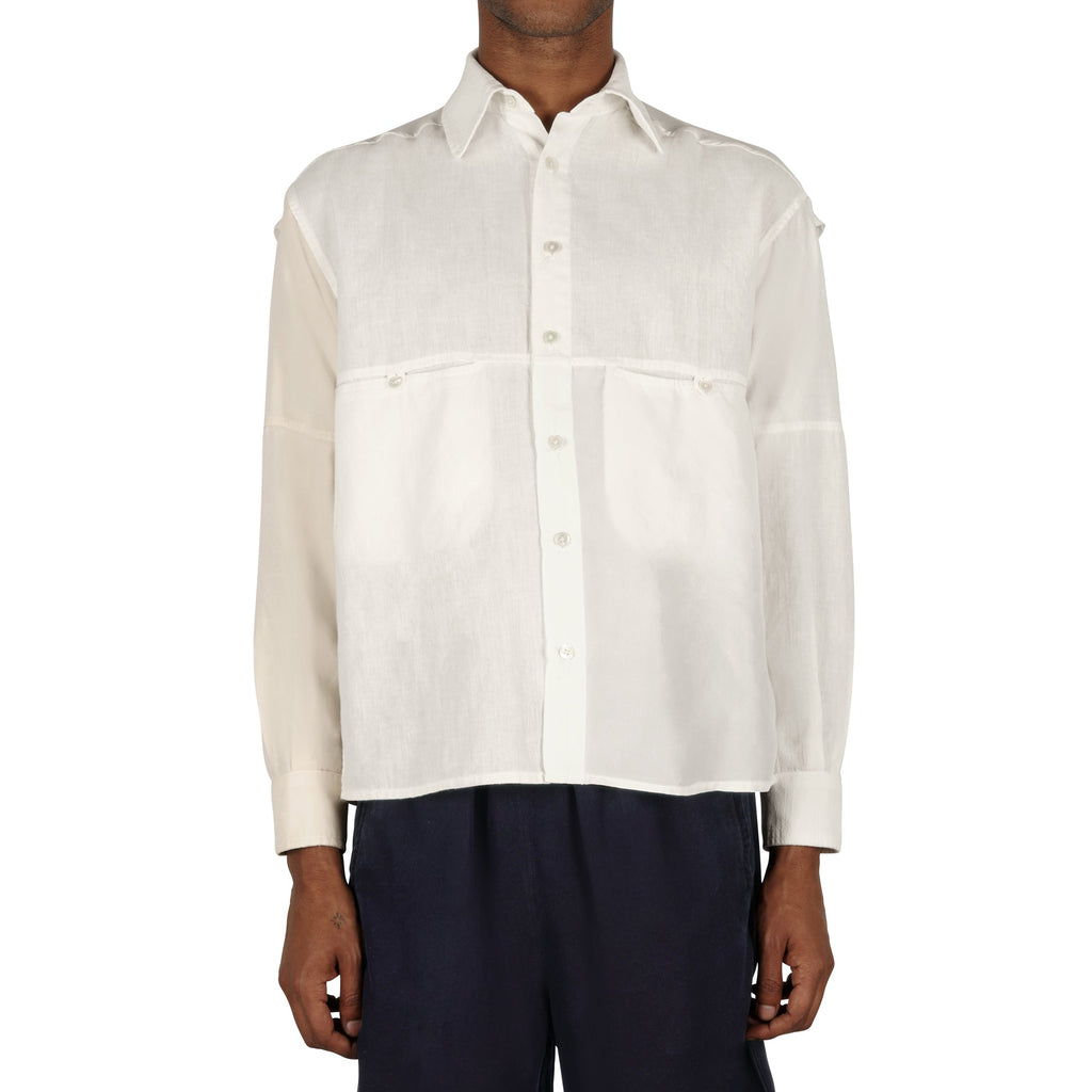 Linen/Silk Panel Fishing Shirt - Natural - Olderbrother