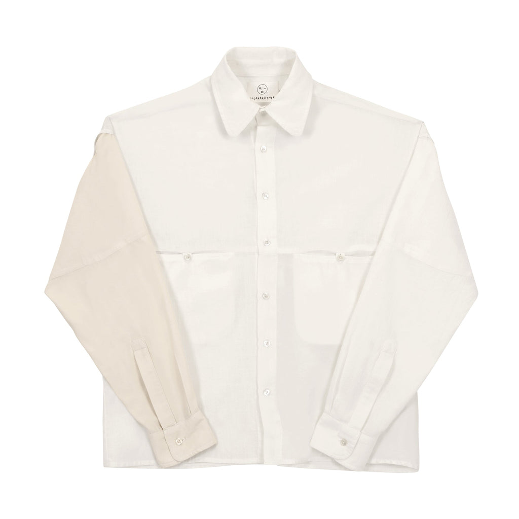 Linen/Silk Panel Fishing Shirt - Natural - Olderbrother