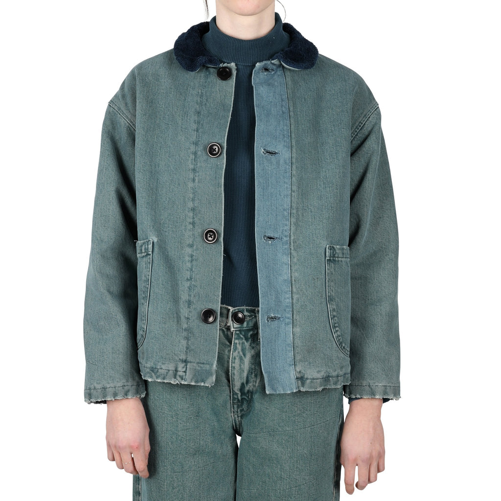 Sherpa Coat - Washed Indigo Denim “Hand - Me - Down” - Olderbrother